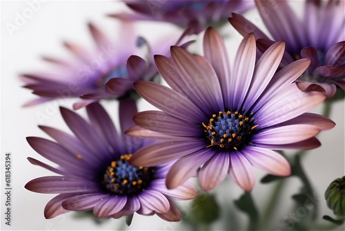Close-up of an African daisy flowers with a white background. Close-up shot.