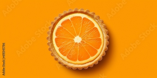 Pie tart orange fruit cake dessert blurred background, AI Generateand