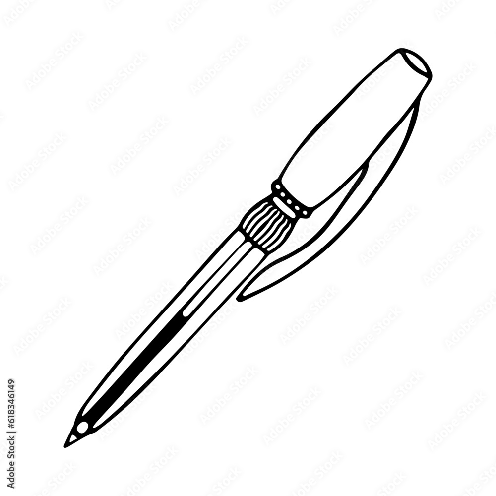 Hand drawn ballpoint pen. Writing stationery clipart. Isolated on white background. Hand drawn ballpoint pen. Writing stationery clipart. Isolated on white background.