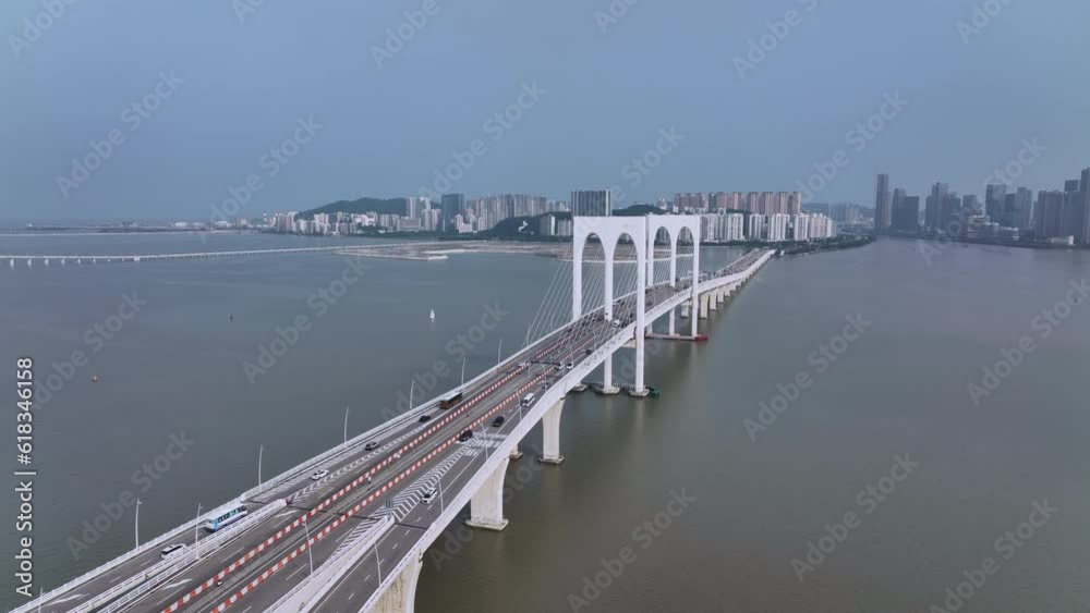 Sai Van Bridge in Macau, Aerial View Sai Van Bridge in Macau, Aerial View