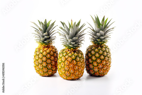 Ripe pineapples isolated on a white background © agungai