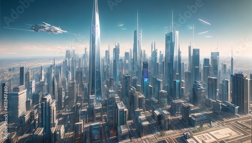 Сity with skyscrapers, generative AI © progressman