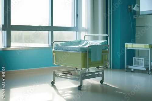 empty Newborn bed at Hospital room photography