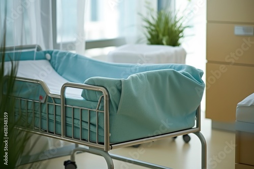 empty Newborn bed at Hospital room photography