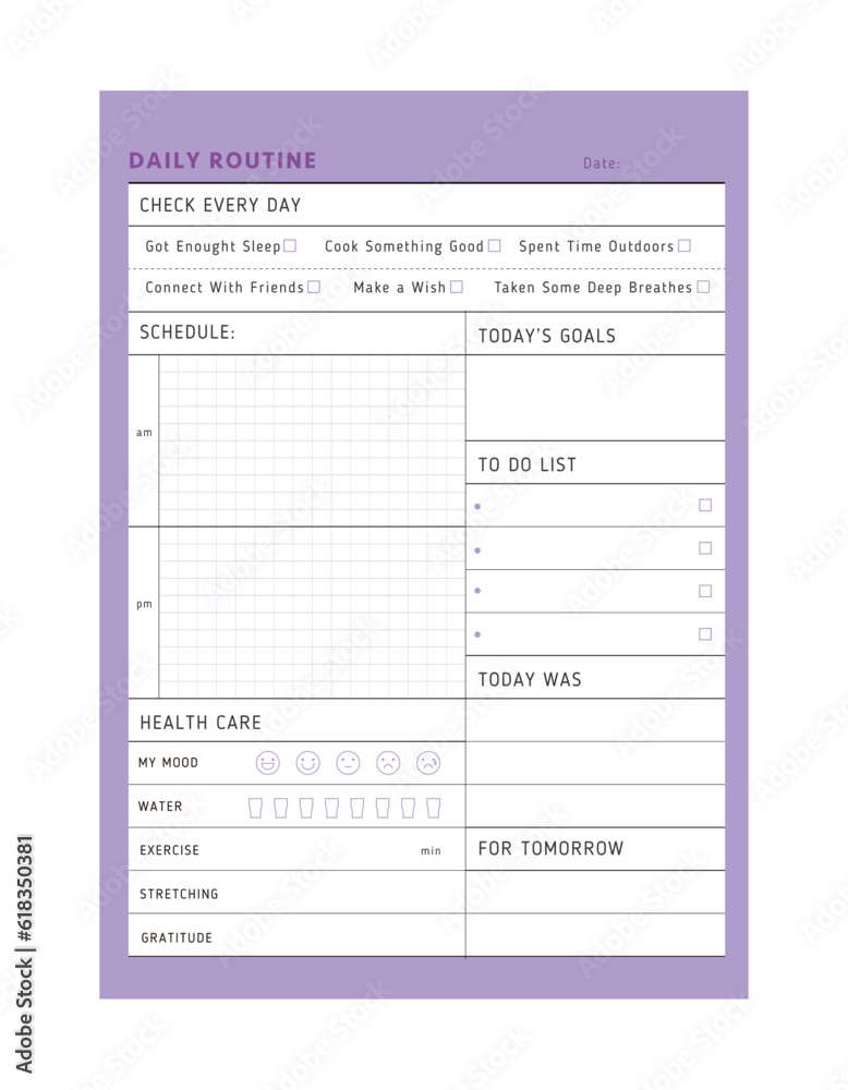 Daily Routine planner. (Purple) Daily Routine planner. (Purple)