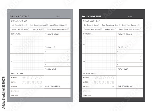 Daily Routine planner. (Cool Black) 