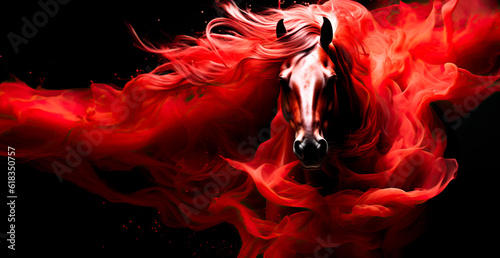 Papier peint Red Smoke Horse, Divine Symbolism Unveiled: Red Smoke Horse, War,  Bible's Revelation Prophecy