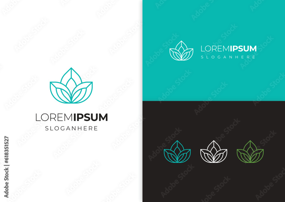 Vector leaf logo line vector design illustration