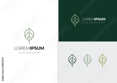 vector leaf logo abstract linear style icon