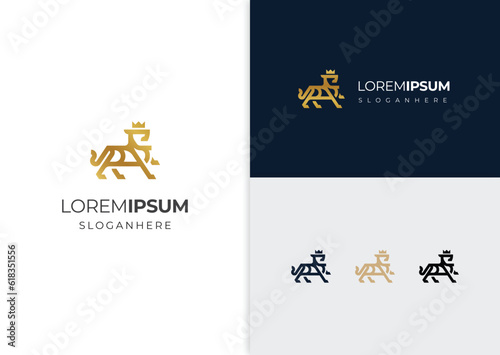 Vector the king lion face line style abstract vector sign symbol or logo template