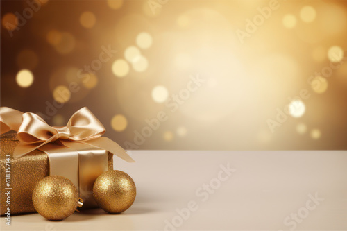 Christmas decoration background concept on gold background