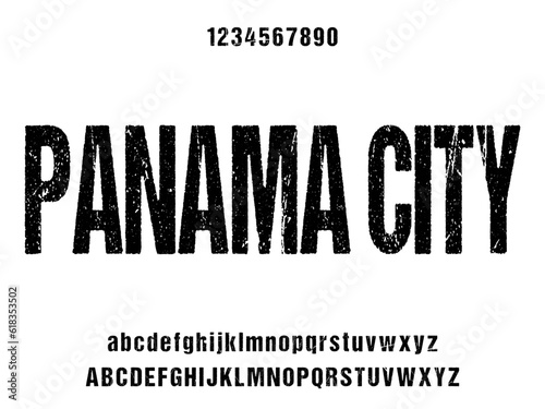 PANAMA CITY, condensed display font vector with alternates and ligatures.