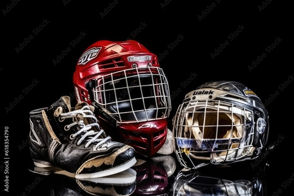 ice hockey tools and equipment photography