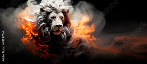 Photo Lion King Jesus,  With Fire, Proclaiming His Glorious Return.