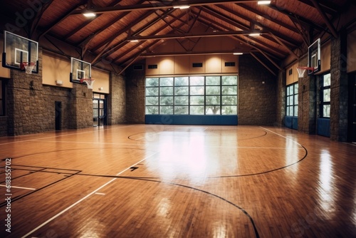 indoor basketball court ball photoraphy Generated AI