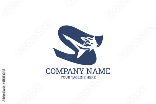 Shark animal Company Logo Vector Illustration. Suitable for business company  modern company  etc.