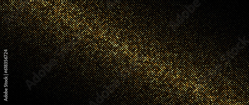 Golden gradient halftone background. Shining comic glitter texture. Pop up dotted sparkles pattern wallpaper. Retro design template for banner, flyer, poster, presentation. Vector illustration 