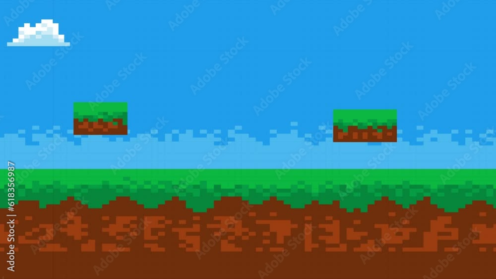 Pixel art game landscape background animation. animation 8 bit suitable for games or apps