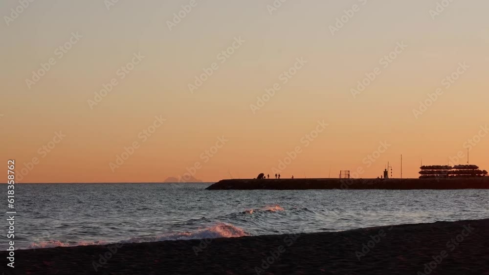 Silhouette of Cabopino marina after sundown in slow motion Silhouette of Cabopino marina after sundown in slow motion