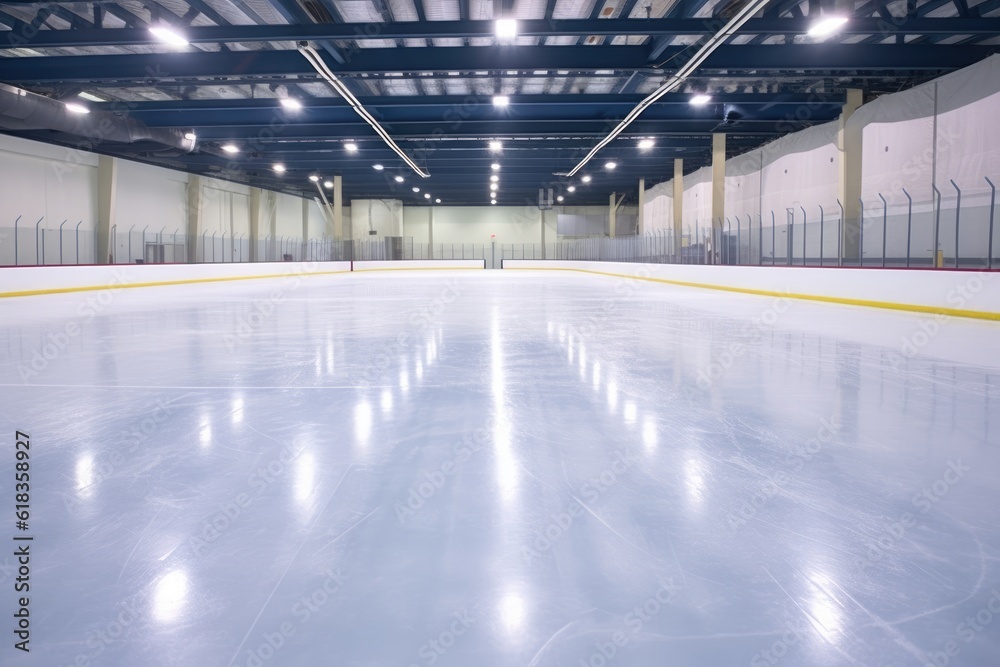 indoor ice skating rink arena flat lay design ideas photoraphy Generated AI - obrazy, fototapety, plakaty 