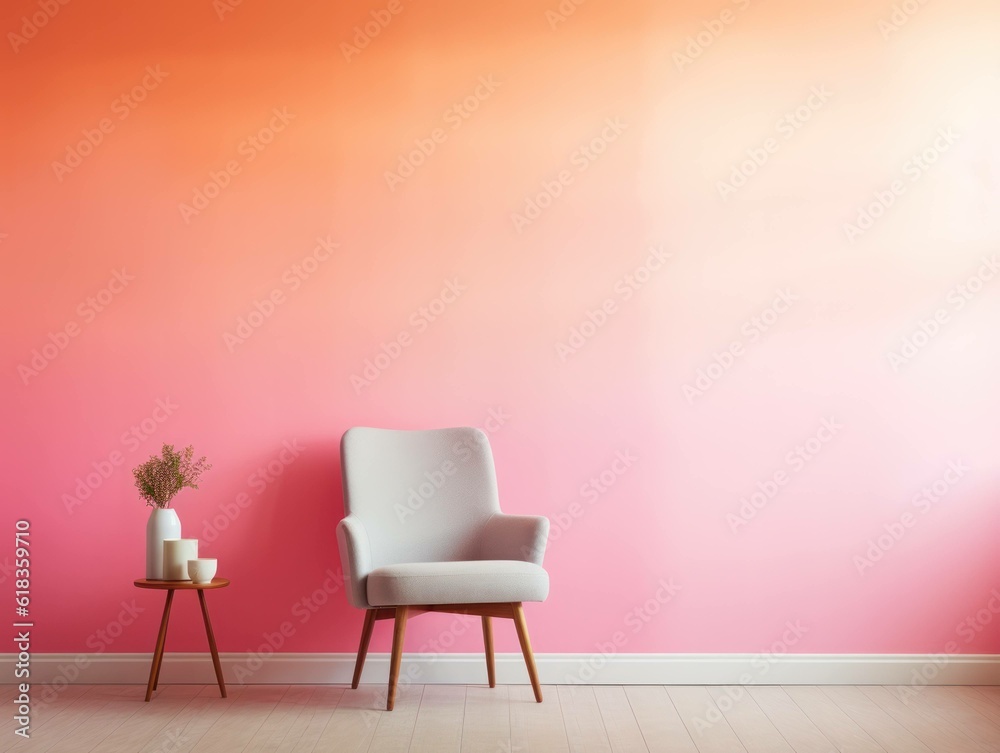 modern and elegant interior design with multi coloured wallpaper, generative ai