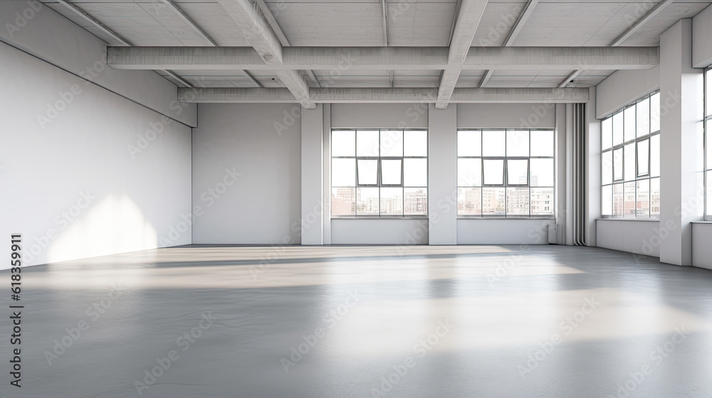Minimal style interior room with white wall. dance hall, office space Minimal style interior room with white wall. dance hall, office space