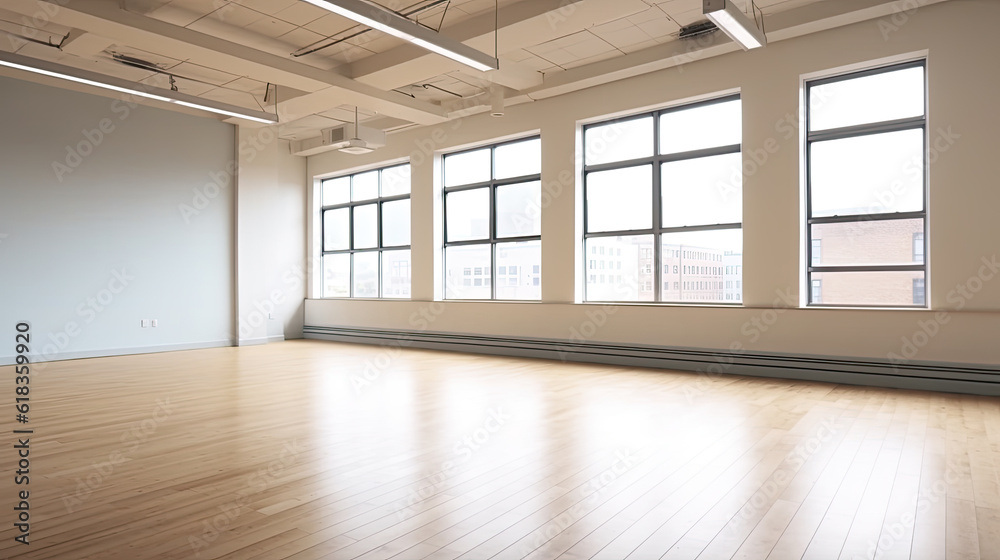 Minimal style interior room with white wall. dance hall, office space Minimal style interior room with white wall. dance hall, office space