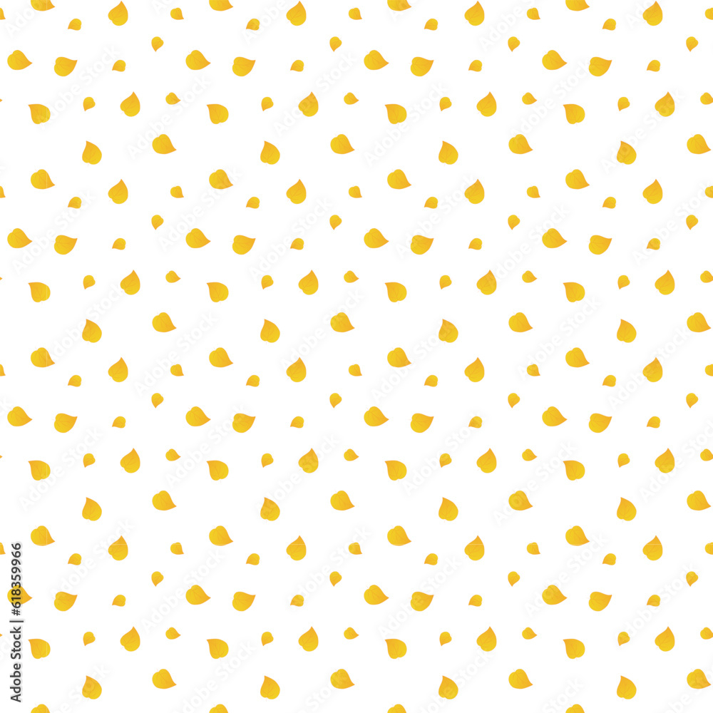 Autumn yellow leaves on a white background. Vegetable seamless pattern. Background for paper, cover, fabric, interior decor.