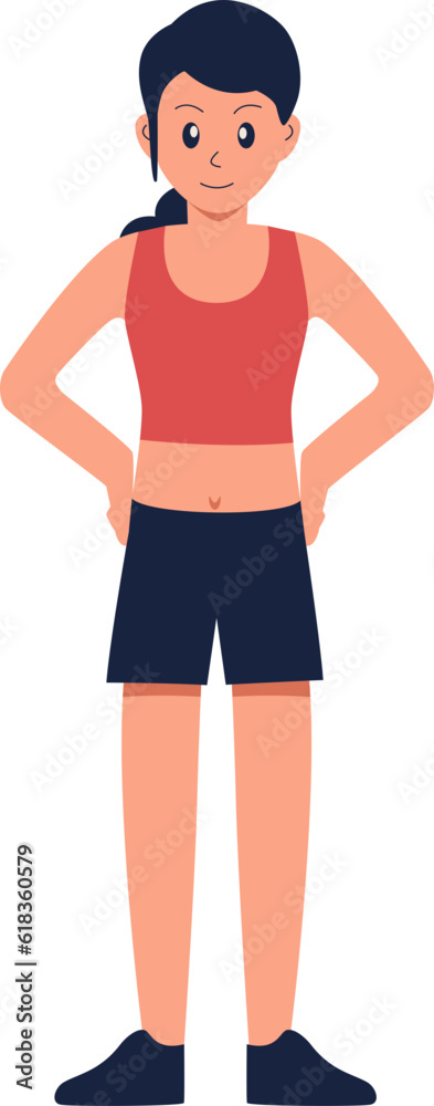 Standing Female Runner Illustration Vector