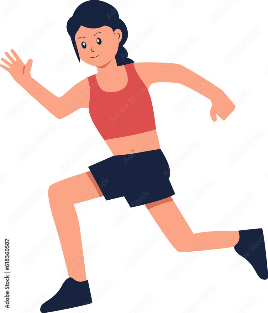 Strength Female Runner Illustration Vector Strength Female Runner Illustration Vector