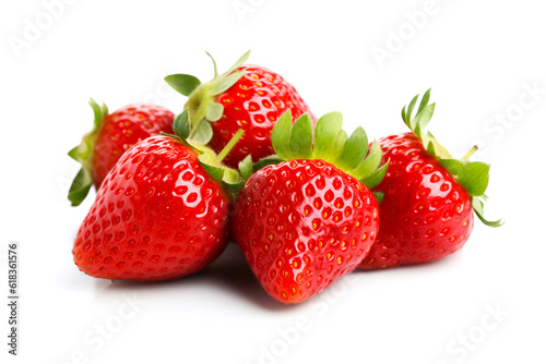 Bunch of ripe strawberry berries on white background. A close up of strawberry.