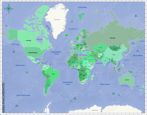 Fototapeta Naklejka Na Ścianę i Meble -  World Country Map (JPEG)