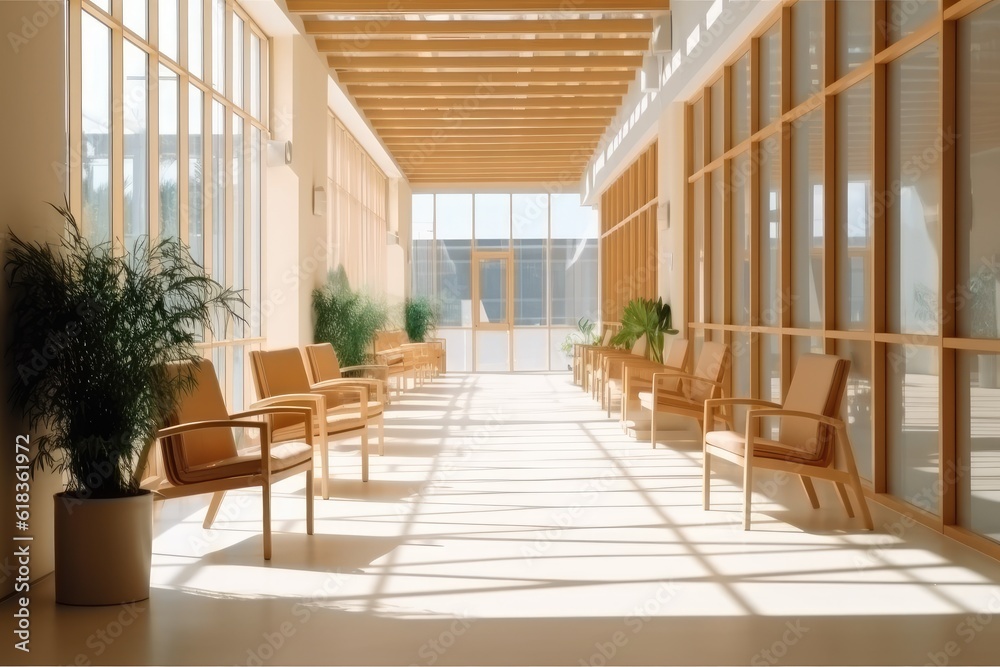 Fototapeta premium Inside hospital lobby hospital waiting area photography
