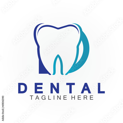Initial D letter with Dental icon shaped inside vector logo design illustration suitable for dental health  clinic dentist  dental care.