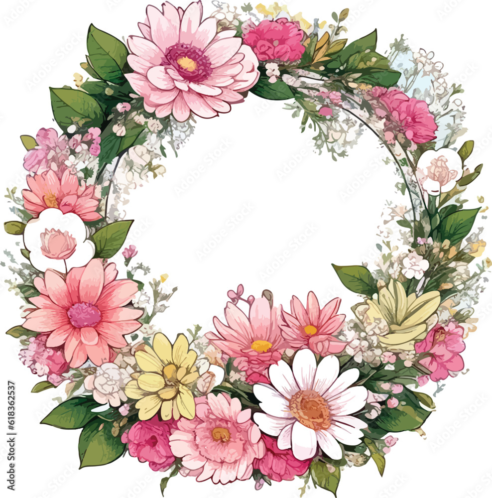 Wildflower Round Frame Border Vector Wildflower Round Frame Border Vector