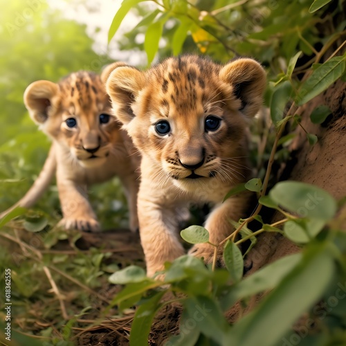 two cute cubs playing