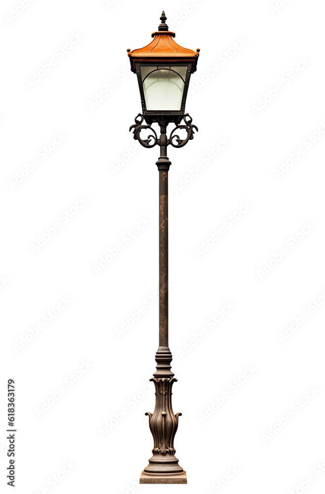 Street lamp post isolated on transparent background