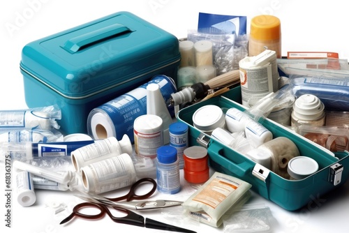 Medical Aid Supply with stuff and equipment photography