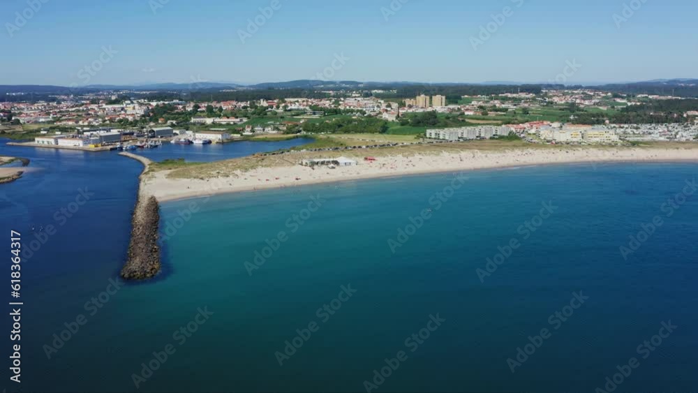 Aerial view of idyllic Azurara Beach in Vila do Conde, Portugal Aerial view of idyllic Azurara Beach in Vila do Conde, Portugal
