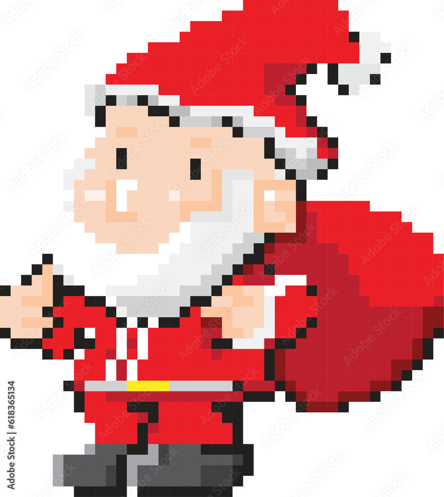 Christmas pixel art elements, 8 bit style graphic paint isolated with transparent background(PNG)