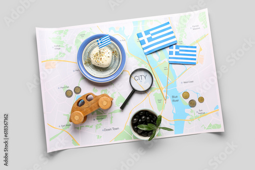 Flags of Greece, city map, ...