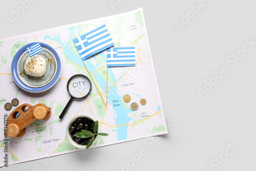 Flags of Greece, city map, ...