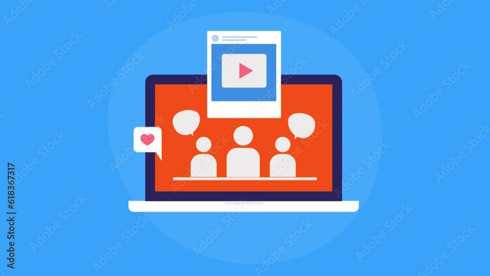 Group of people publishing content on internet, social media post collaboration, marketing communication conceptual video animation. Group of people publishing content on internet, social media post collaboration, marketing communication conceptual video animation.