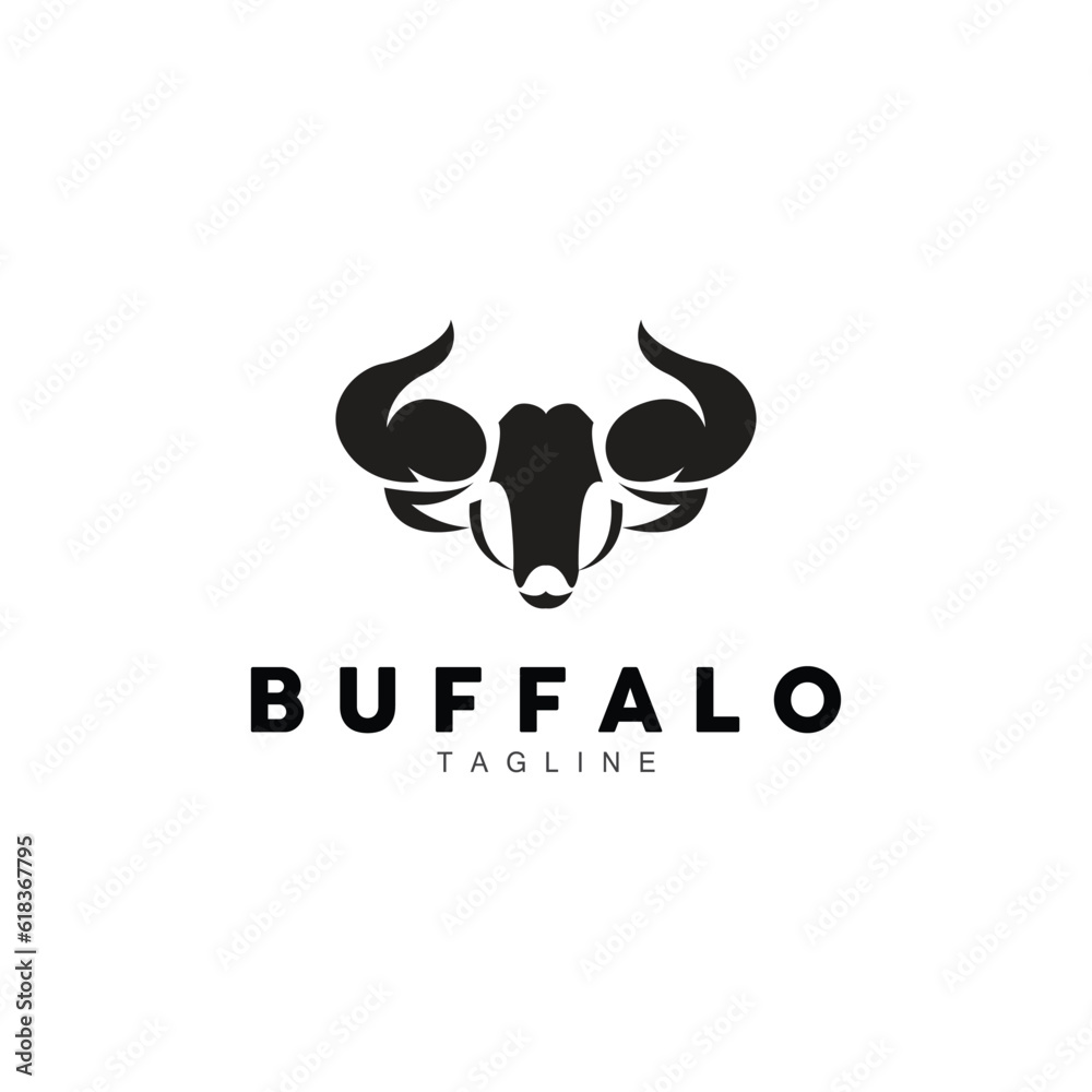 Buffalo Logo, Livestock Farm Animal Vector, Buffalo Head Design Simple Template Silhouette