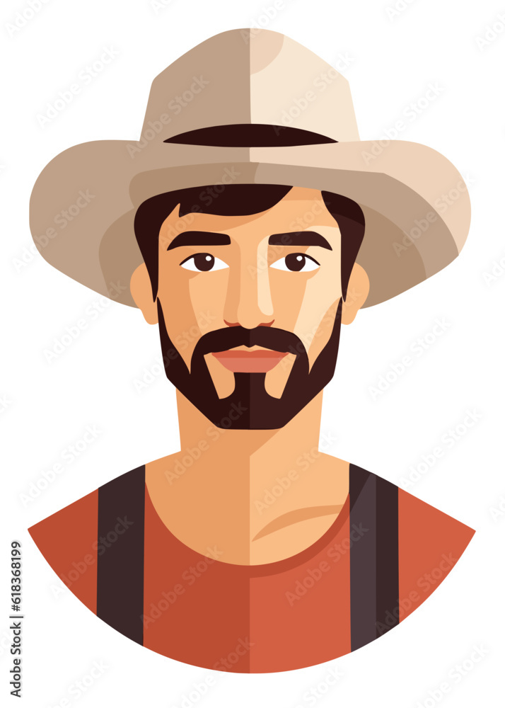 Famer in suspenders with cowboy hat vector illustration