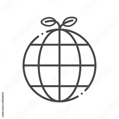 芽が生えたシンプルな地球のアイコン - 脱炭素･エコ･環境保護のイメージ素材
