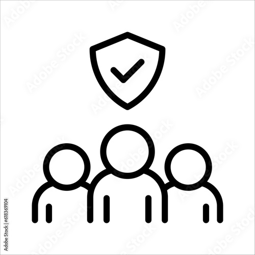 People insurance line icon. Health coverage sign. Life protection policy symbol. Quality design element. vector illustration on white background