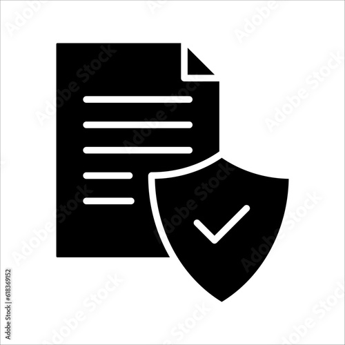 Insurance policy concept, check board and shield, data security, fraud analysis, vector illustration on white background