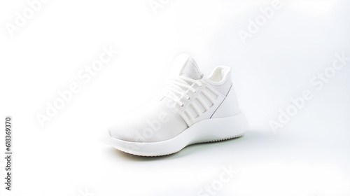 white sneaker shoe on white background created with Generative AI 