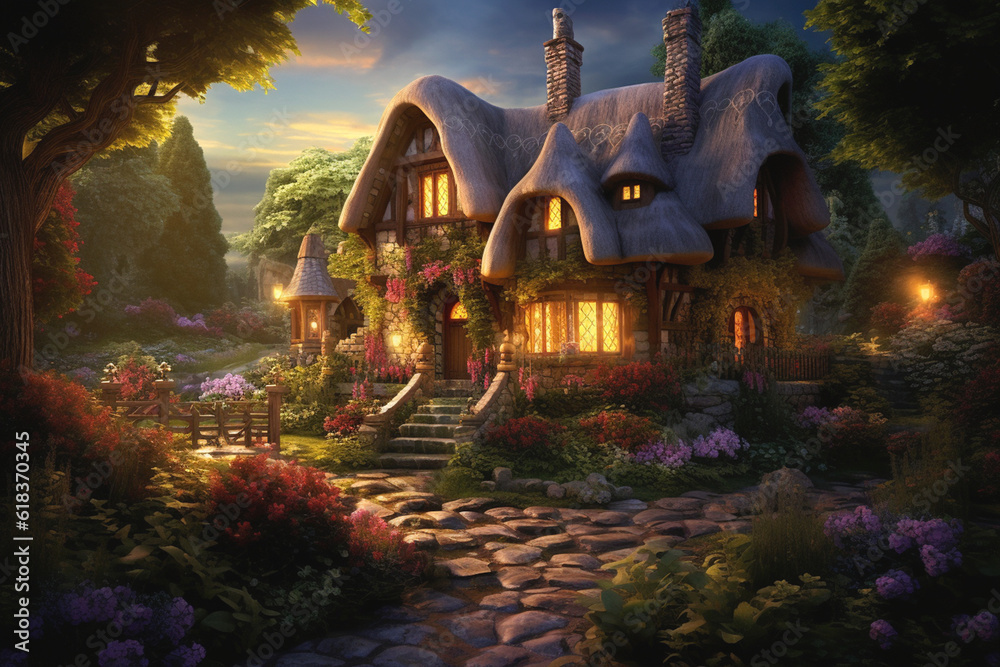 Fairy-tale cottage in the woods
